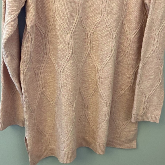 💜J.Jill  Heathered Pink Perfect Cabled Crew-Neck Tunic length Sweater size large - Picture 8 of 10